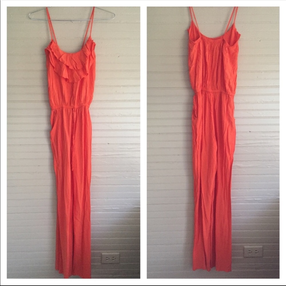 Romper Jumpsuit Straps elastic waist orange 🔥